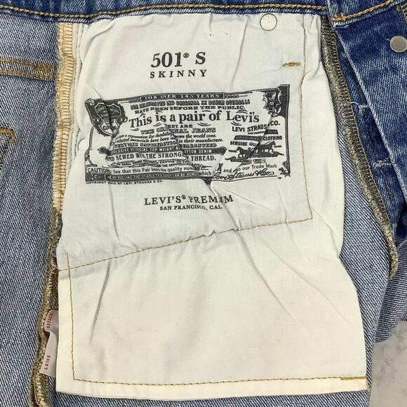 Levis 501 Womens 27x28 Light Wash Denim Skinny High Rise Jeans Stretch OS24-19 - Picture 7 of 12